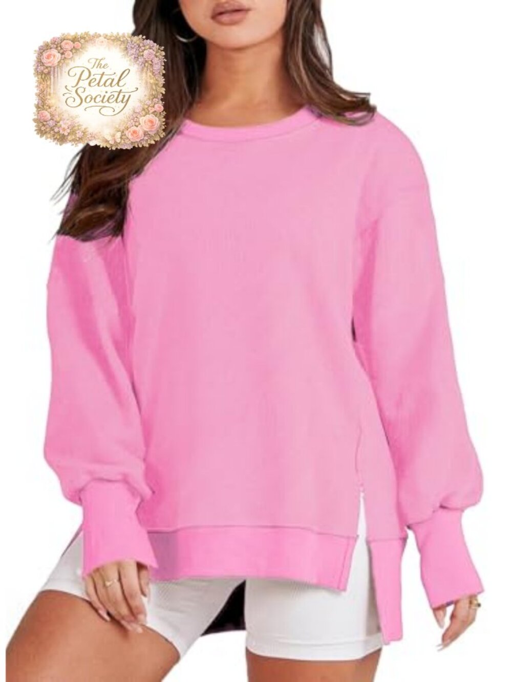 Plus Size Oversized Crew Neck Long Sleeve Sweatshirt Pullover